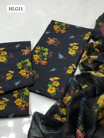 Swiss wail Digital Print Shirt & Trouser Along With Flower Monar Digital Print Dupatta 3Pcs Dress